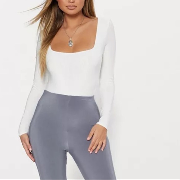LAST 1 - Square neck long sleeve white bodysuit - Picture 3 of 8